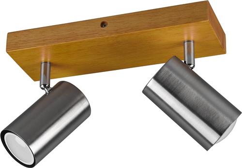 LED Plafondspot - Trion Milona - GU10 Fitting - 2-lichts - Rond - Mat Nikkel - Aluminium