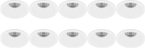 Spot Armatuur 10 Pack - Proma Pollon Pro - GU10 Inbouwspot - Rond - Wit - Aluminium - Verdiept - Ø82mm