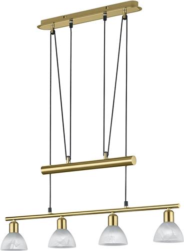 LED Hanglamp - Hangverlichting - Torna Levino - E14 Fitting - Warm Wit 3000K - 4-lichts - Rechthoek - Mat Goud - Aluminium