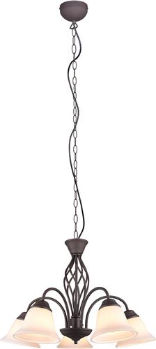 LED Kroonluchter - Torna Rustina - E14 Fitting - 5-lichts - Rond - Roestkleur - Aluminium