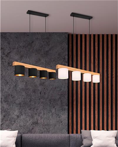 LED Hanglamp - Hangverlichting - Torna Camo - E14 Fitting - 4-lichts - Rechthoek - Mat Wit - Hout