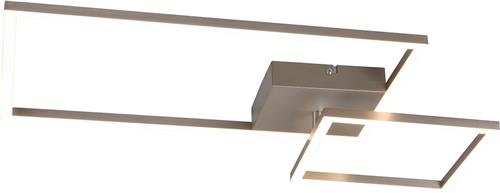 LED Plafondlamp - Plafondverlichting - Torna Pado - 25W - Warm Wit 3000K - Dimbaar - Rechthoek - Mat Nikkel - Aluminium