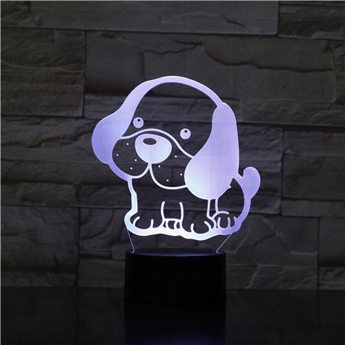 3D Led Lamp Met Gravering - RGB 7 Kleuren - Hondje
