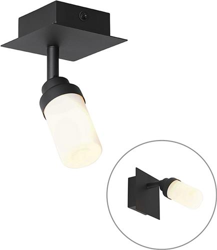 QAZQA japie - Moderne Wand en Plafondspot | Spotje | Opbouwspot voor badkamer - 1 lichts - L 10 cm - Zwart -