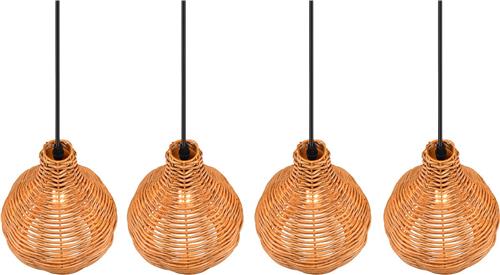 LED Hanglamp - Hangverlichting - Torna Sparko - E14 Fitting - 4-lichts - Rechthoek - Bruin - Hout