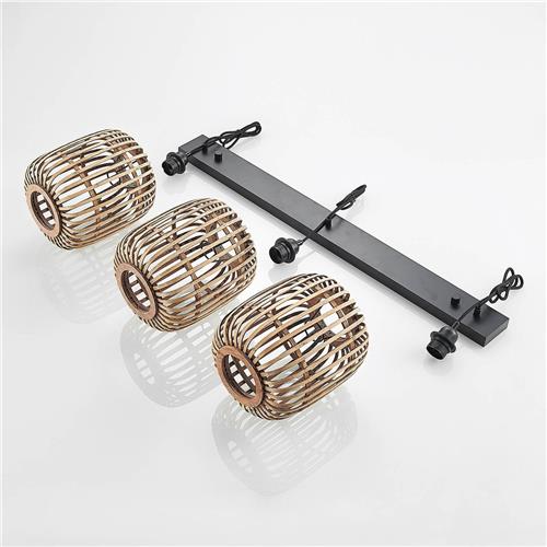 Lindby - Hanglamp - 3 lichts - Hout, metaal - H: 25 cm - E27 - natuur