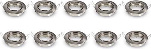 Spot Armatuur 10 Pack - GU10 Inbouwspot - Rond - Chroom - Aluminium - Kantelbaar Ø82mm