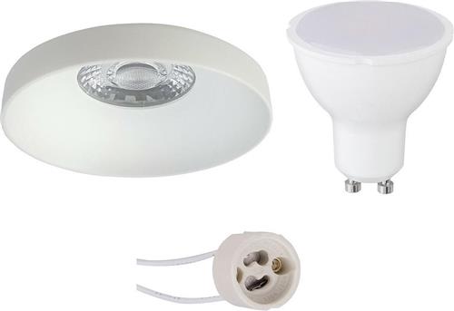 LED Spot Set - Pragmi Vrito Pro - GU10 Fitting - Dimbaar - Inbouw Rond - Mat Wit - 6W - Warm Wit 3000K - Ø82mm