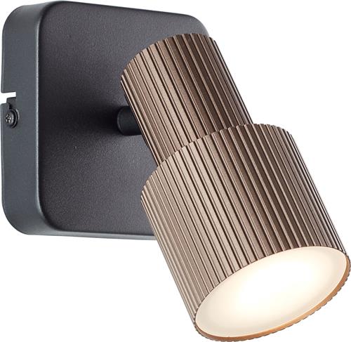 Brilliant Cadiz - Plafondspot - GU10 1x5W - 3000K - Zwart/Koper