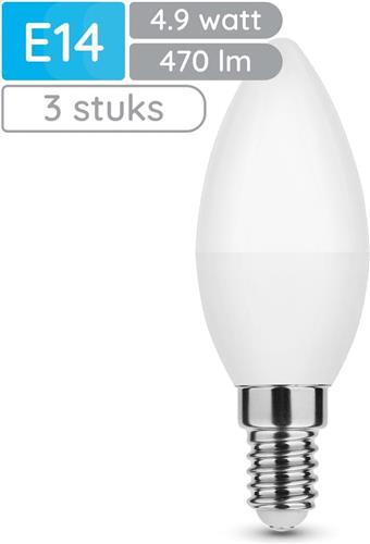 Modee E14 LED Lamp 4.9W - 470lm - 6000K - Daglicht Wit - LED Kaarslamp B35 - Vervangt 40W Halogeen Gloeilamp - 3 stuks