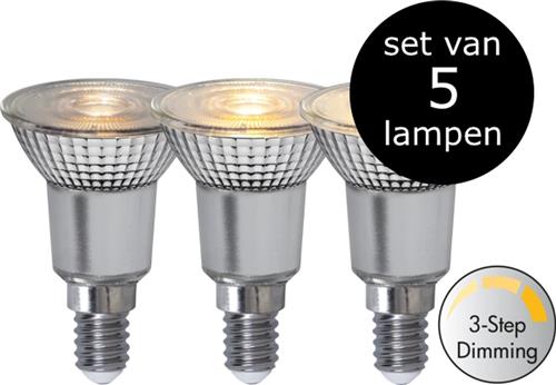 Star Trading - 5-pack | LED - 3 standen- Spot - E14 - 4W - Extra Warm Wit - 2700K - Dimbaar