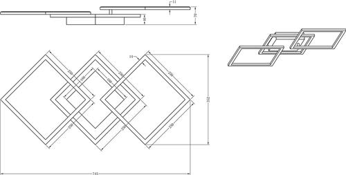 LED Plafondlamp - Trion Square - 31W - Warm Wit 3000K - Vierkant - Mat Zwart - Metaal