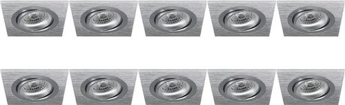 Spot Armatuur 10 Pack - Pragmi Borny Pro - GU10 Inbouwspot - Vierkant - Zilver - Aluminium - Kantelbaar - 92mm