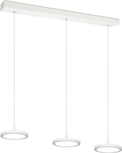 LED Hanglamp - Hangverlichting - Trion Trula - 30W - 3-lichts - Natuurlijk Wit 4000K - Dimbaar - Rechthoek - Mat Wit - Aluminium