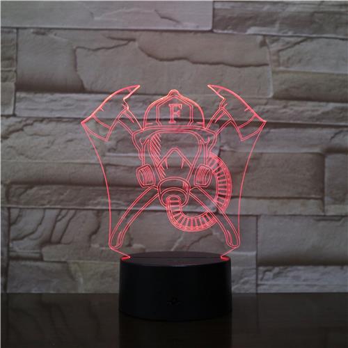 3D Led Lamp Met Gravering - RGB 7 Kleuren - Brandweer