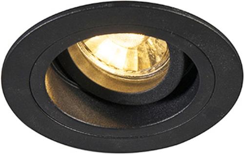 QAZQA chuck - Moderne Inbouwspot - 1 lichts - Ø 92 mm - Zwart - Woonkamer | Slaapkamer | Keuken