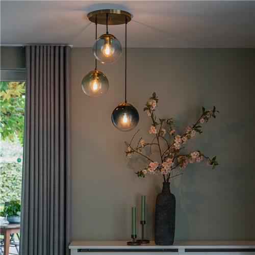 QAZQA pallon - Art Deco Hanglamp - 3 lichts - Ø 450 mm - Messing - Woonkamer | Slaapkamer