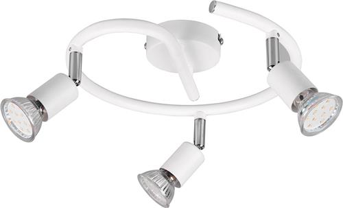 LED Plafondspot - Torna Pamo - GU10 Fitting - 3-lichts - Rond - Mat Wit - Aluminium