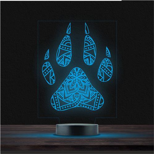 Led Lamp Met Gravering - RGB 7 Kleuren - Hondenpoot