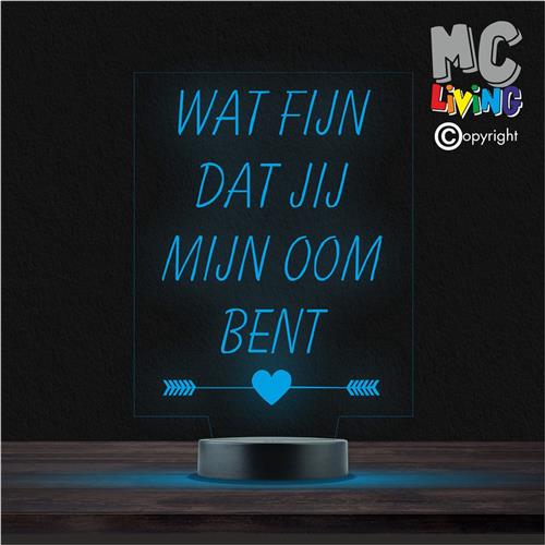 Led Lamp Met Gravering - RGB 7 Kleuren - Wat Fijn Dat Jij Mijn Oom Bent