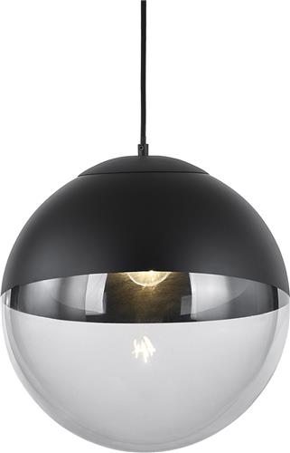 QAZQA eclipse - Retro Hanglamp - 1 lichts - Ø 35 cm - Zwart - Woonkamer | Slaapkamer | Keuken