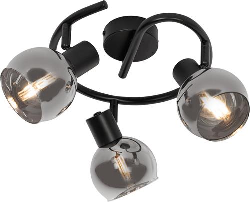 QAZQA vidro - Art Deco Plafondspot | Spotje | Opbouwspot - 3 lichts - Ø 49 cm - Zwart - Woonkamer | Slaapkamer | Keuken