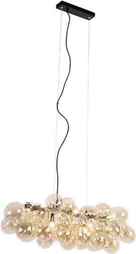 QAZQA uvas - Art Deco Dimbare LED Smart Hanglamp eettafel incl. wifi met Dimmer - 8 lichts - L 80 cm - Zwart Goud - Woonkamer | Slaapkamer