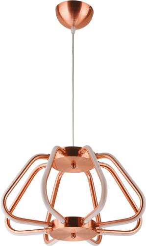 LED Hanglamp - Phoena - Industrieel - 38W - Natuurlijk Wit 4000K - Ovaal - Mat Koper Aluminium