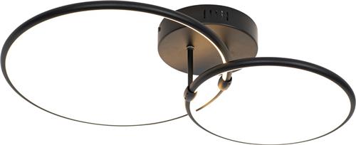 QAZQA joaniqa - Moderne Dimbare LED Plafondlamp met Dimmer - 2 lichts - L 61.8 cm - Zwart - Woonkamer | Slaapkamer | Keuken
