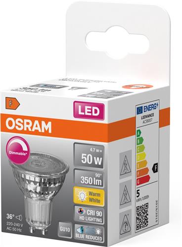 Osram LED Superstar Reflector Spot GU10 PAR16 4.7W 350lm 36D - 927 Zeer Warm Wit | Beste Kleurweergave - Dimbaar - Vervangt 60W