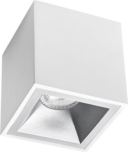 Opbouwspot GU10 - Proma Cliron Pro - Opbouw Vierkant - Mat Wit/Zilver - Aluminium - Verdiept - 90mm