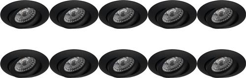 Spot Armatuur 10 Pack - Proma Uranio Pro - GU10 Inbouwspot - Rond - Zwart - Aluminium - Kantelbaar - Ø82mm