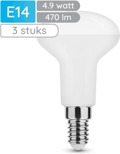 Modee E14 LED Lamp 4.9W - 470lm - 6000K - Daglicht Wit - LED Spot R50 - Vervangt 40W Halogeen Gloeilamp - 3 stuks