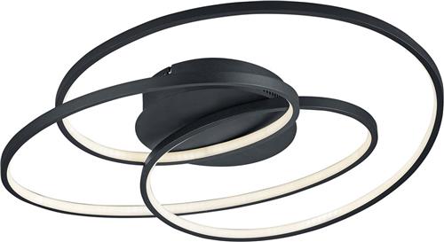 LED Plafondlamp - Trion Gilo - 38W - Warm Wit 3000K - Dimbaar - Rond - Mat Zwart - Aluminium