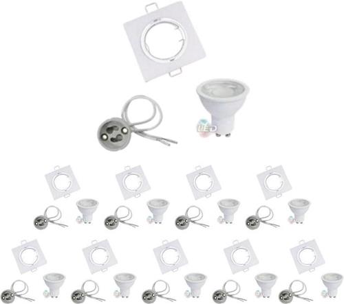 U10 verstelbare vierkante WITTE LED spot kit met 8W LED lamp (10 stuks) - Warm wit licht - Overig - Pack de 10 - Wit Chaud 2300K - 3500K - SILUMEN