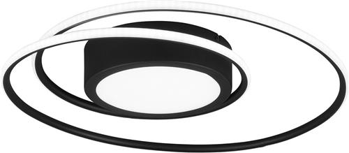LED Plafondlamp - Plafondverlichting - Torna Yivon - 56W - Aanpasbare Kleur - Afstandsbediening - Dimbaar - Rond - Mat Zwart - Aluminium