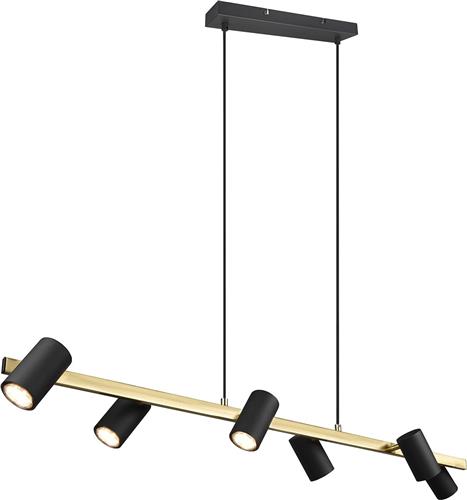 LED Hanglamp - Trion Milona - GU10 Fitting - 6-lichts - Rond - Mat Zwart/Goud - Aluminium