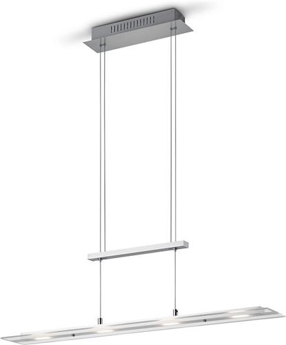 LED Hanglamp - Hangverlichting - Trion Silom - Warm Wit 3000K - 4-lichts - Rechthoek - Mat Nikkel - Metaal