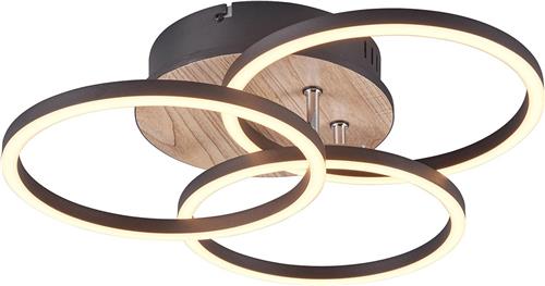 LED Plafondlamp - Plafondverlichting - Trion Rondo - 27W - Aanpasbare Kleur - Rond - Bruin - MDF