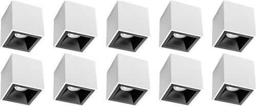 Opbouwspot 10 Pack - Proma Cliron Pro - GU10 Fitting - Opbouw Vierkant - Mat Wit/Zwart - Aluminium - Verdiept - Ø90mm