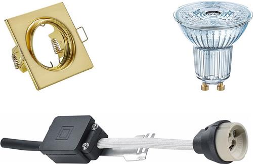 LED Spot Set - OSRAM Parathom PAR16 940 36D - GU10 Fitting - Dimbaar - Inbouw Vierkant - Mat Goud - 3.7W - Natuurlijk Wit 4000K - Kantelbaar 80mm