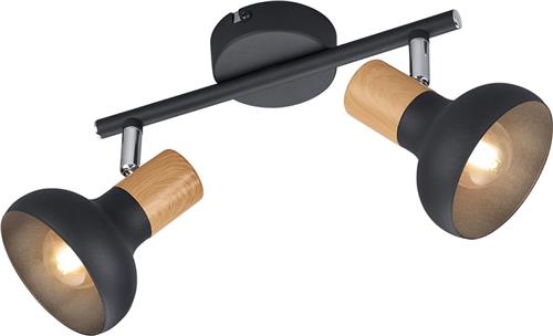 LED Plafondspot - Trion Livori - E14 Fitting - 2-lichts - Rechthoek - Mat Zwart - Metaal