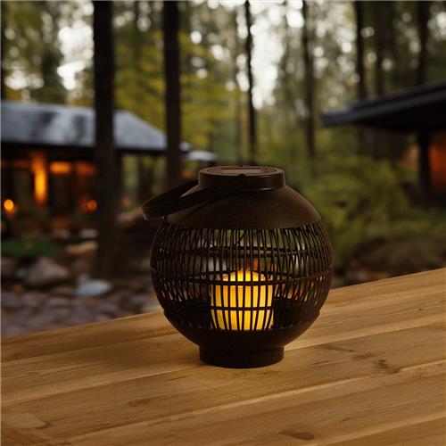 Solar Buitenlamp - Tafel- en hanglamp Monet - Bolvormig ontwerp - Met vlameffect - Tuinverlichting op zonne-energie - Zwart