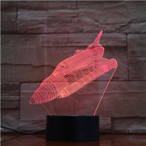 3D Led Lamp Met Gravering - RGB 7 Kleuren - Space Shuttle