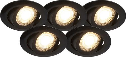 QAZQA mio - Moderne Dimbare LED Inbouwspot met Dimmer - 5 stuks - L 0 mm - Zwart - Woonkamer | Slaapkamer | Keuken