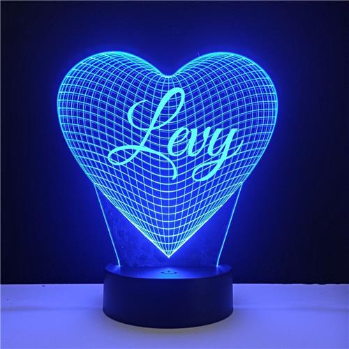 3D LED Lamp - Hart Met Naam - Levy
