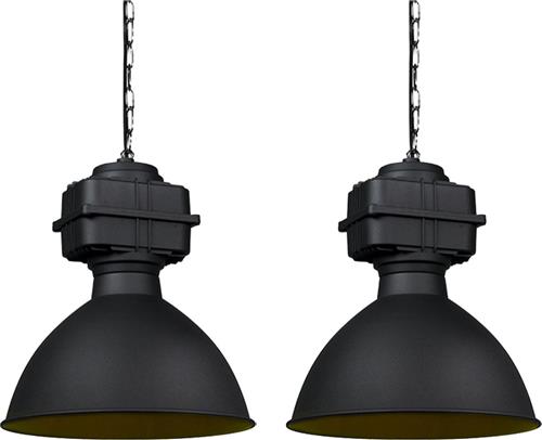 QAZQA sicko - Industriele Hanglamp - 2 stuks - H 1500 mm - Zwart - Industrieel - Woonkamer | Slaapkamer | Keuken