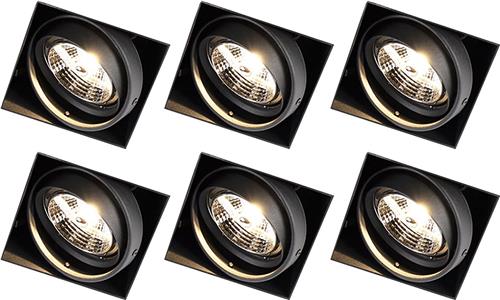 QAZQA oneon trimless 70 - Moderne Inbouwspot - 6 stuks - L 10.5 cm - Zwart - Woonkamer | Slaapkamer | Keuken