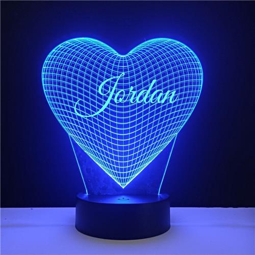 3D LED Lamp - Hart Met Naam - Jordan