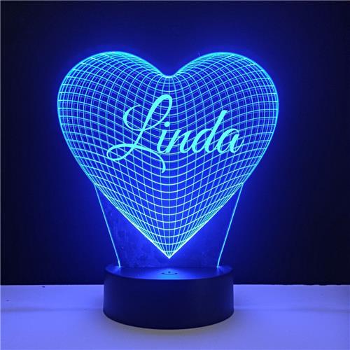 3D LED Lamp - Hart Met Naam - Linda